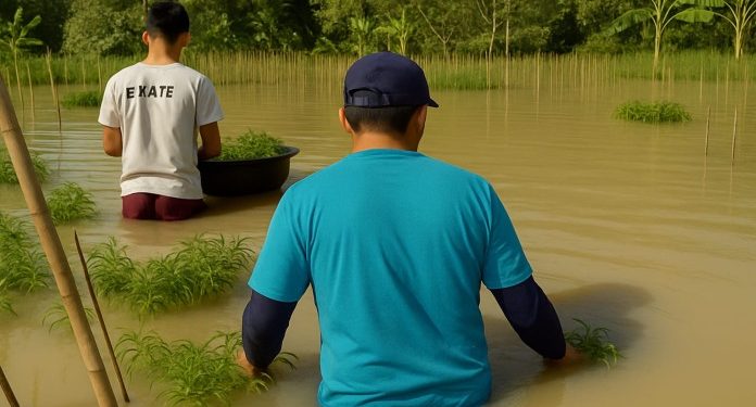 Petani Alami Kerugian Puluhan Juta Karena Banjir di Bengawan Solo