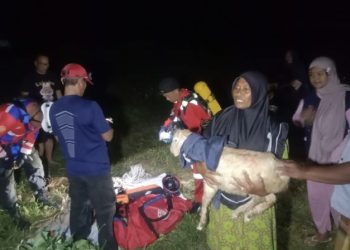 Kambing Terjebak di Sumur, Tim Pemadam Kebakaran Tuban Lakukan Penyelamatan